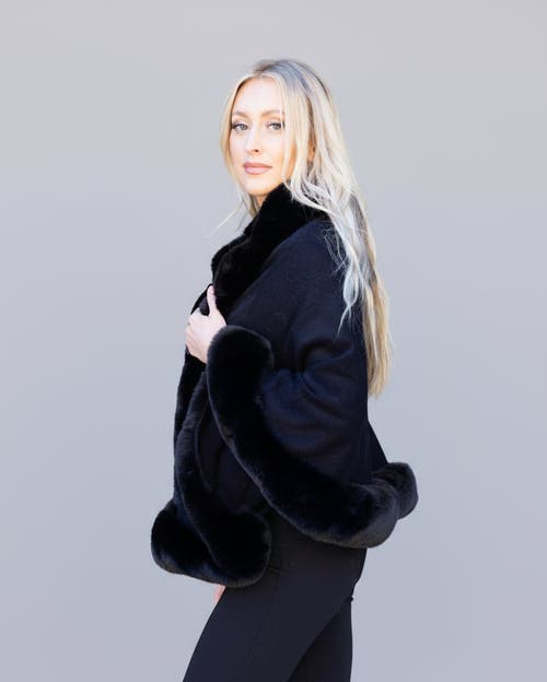 Le Fafo Jiana Wrap Cape In Black