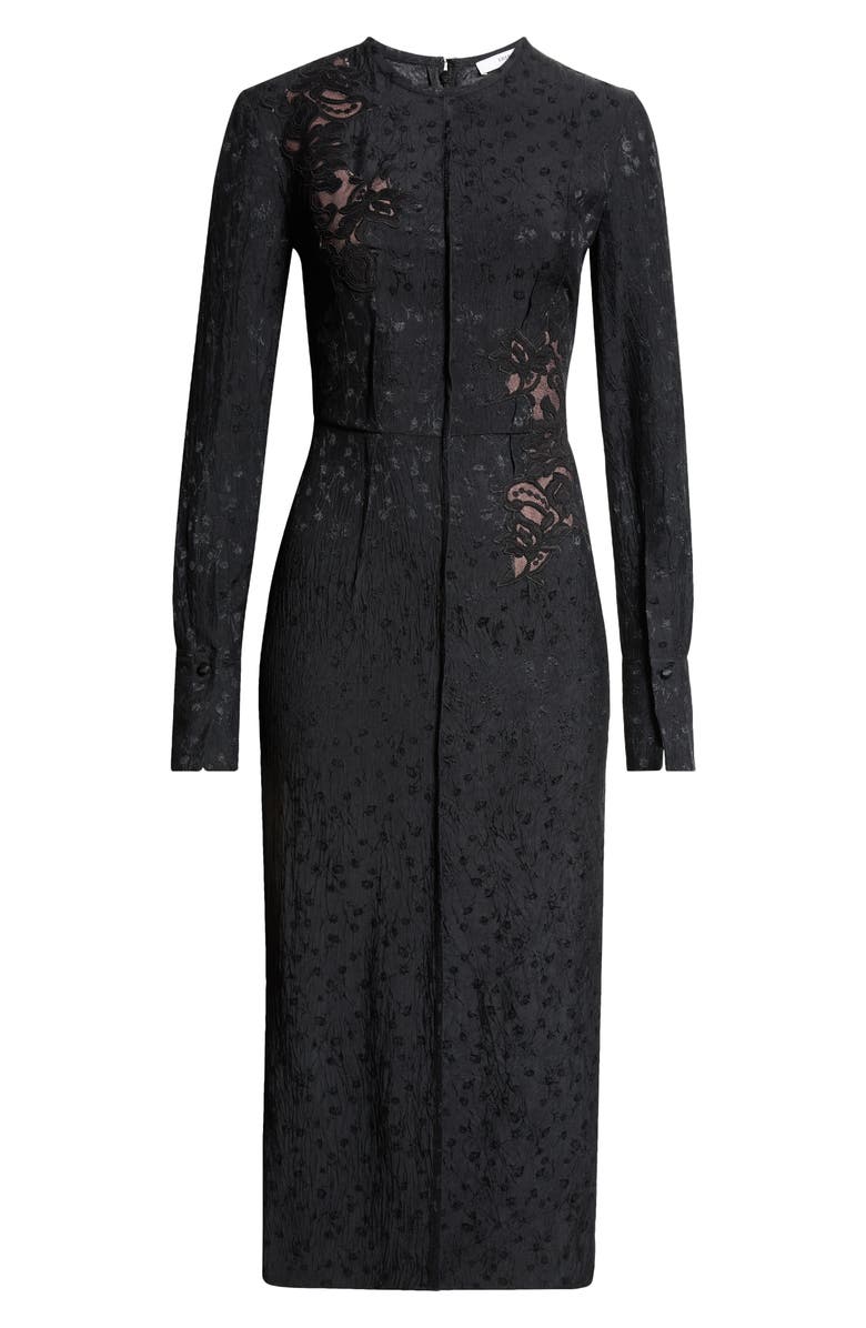 Erdem Long Sleeve Guipure Lace & Satin Midi Dress, Alternate, color, 