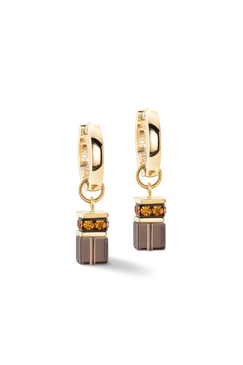 Geocube® Chunky Chain Hoop Gold Earrings, Main, color, Brown