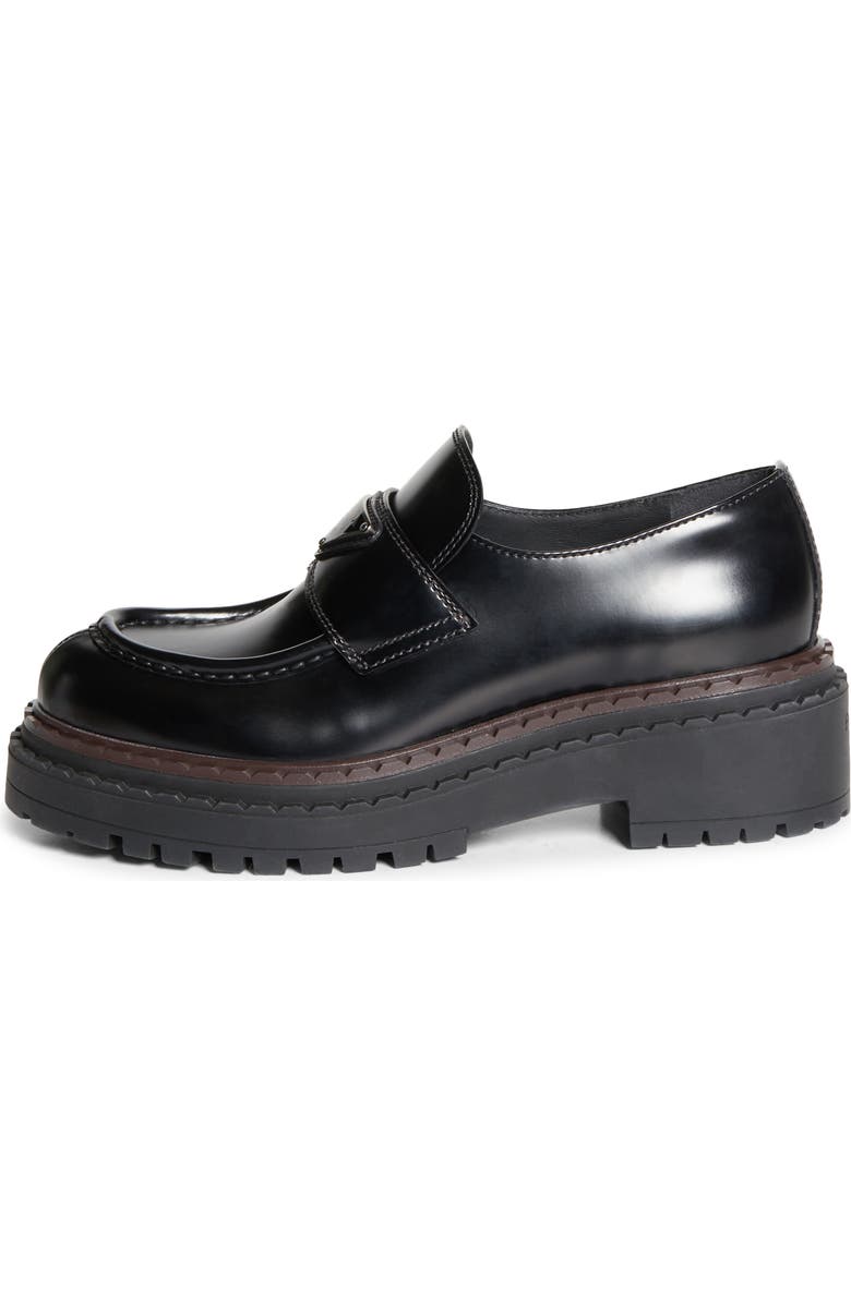 Prada Double Chocolate Platform Loafer, Alternate, color, Nero