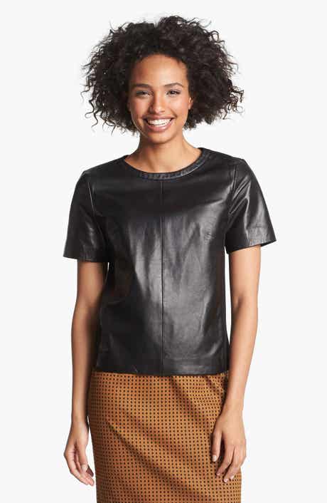 Halogen® Leather Front Top
