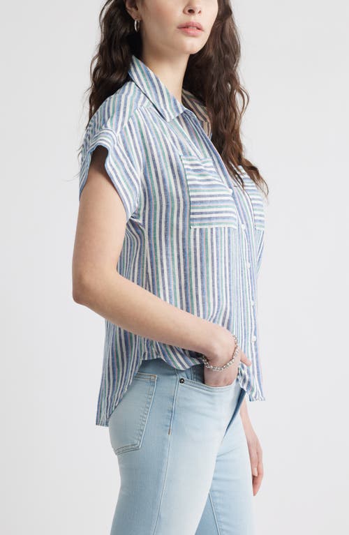 CASLONR CASLON(R) LINEN BLEND SHORT SLEEVE BUTTON-UP SHIRT 