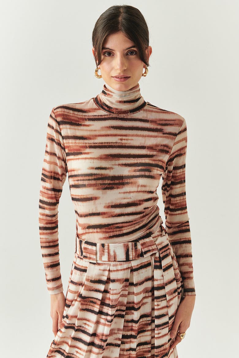 Cheyenne Turtleneck Mesh Blouse, Alternate, color, Multi Color