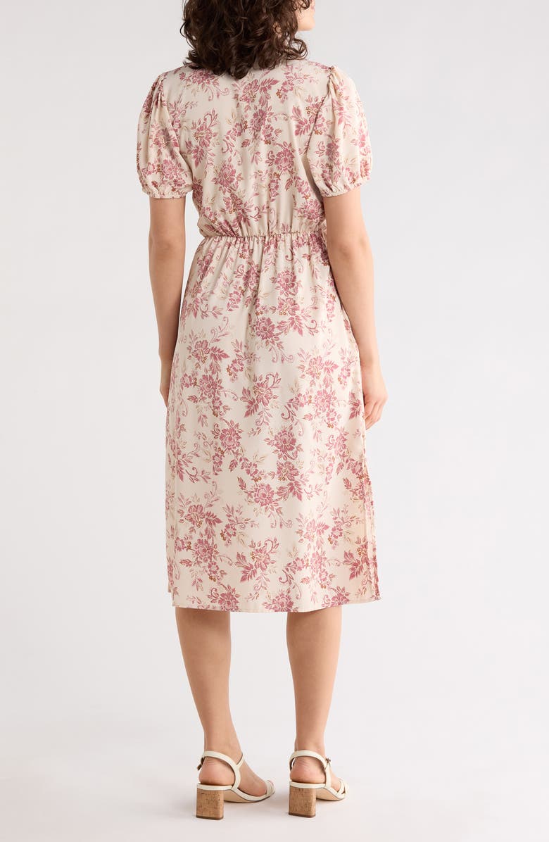 Lucky Brand Short Sleeve Midi Shirtdress, Alternate, color, Rose Floral