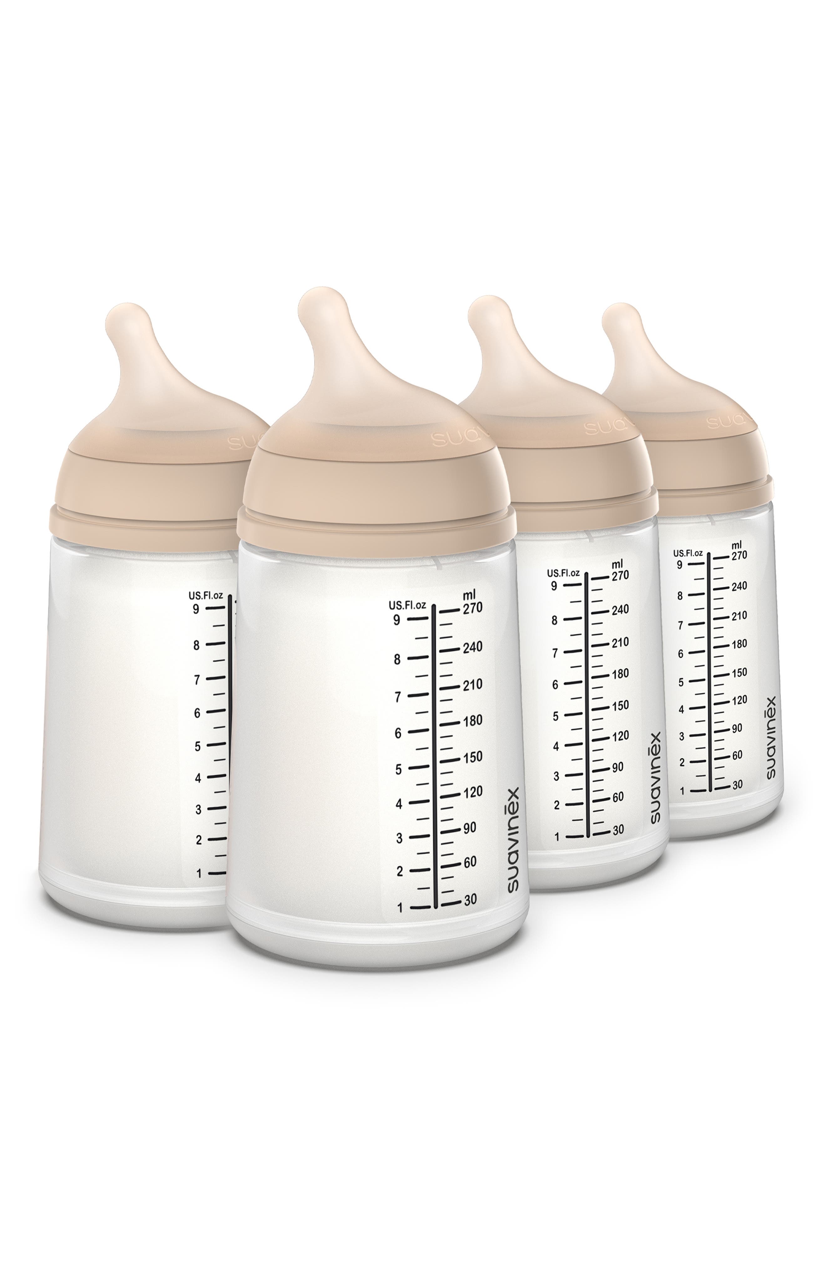 Suavinex 4-Pack Adaptable Flow Large Anti-Colic Bottles in Light 