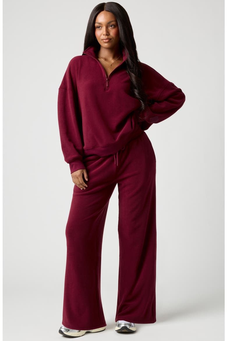 Polar Fleece Wide Leg Sweatpants, Alternate, color, MULBERRY