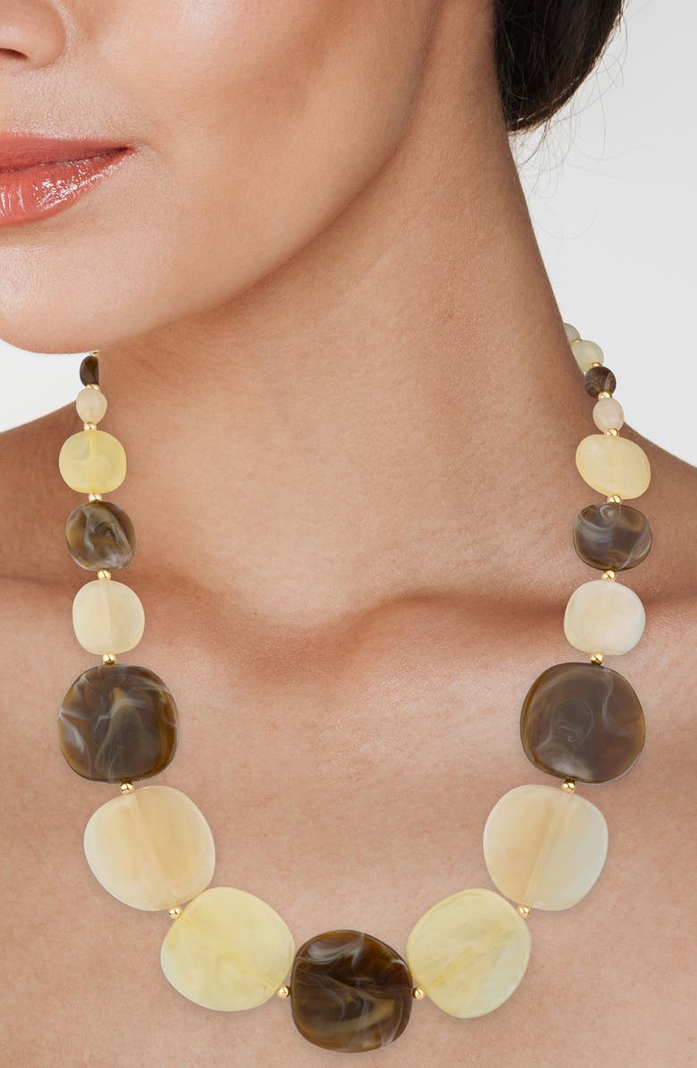 JARDIN Graduated Disc Statement Necklace, Alternate, color, Brown/ Gold