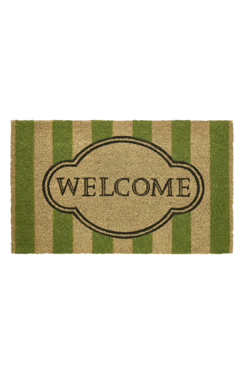 VCNY HOME Welcome Stripe Coir Doormat, Main, color, Green