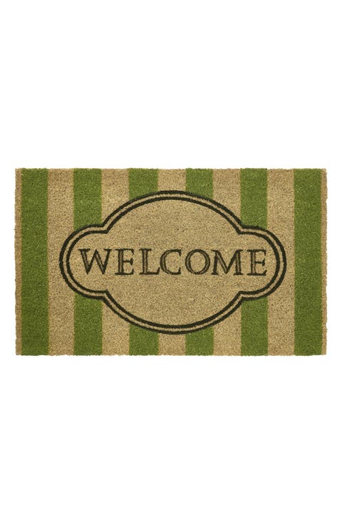 Welcome Stripe Coir Doormat