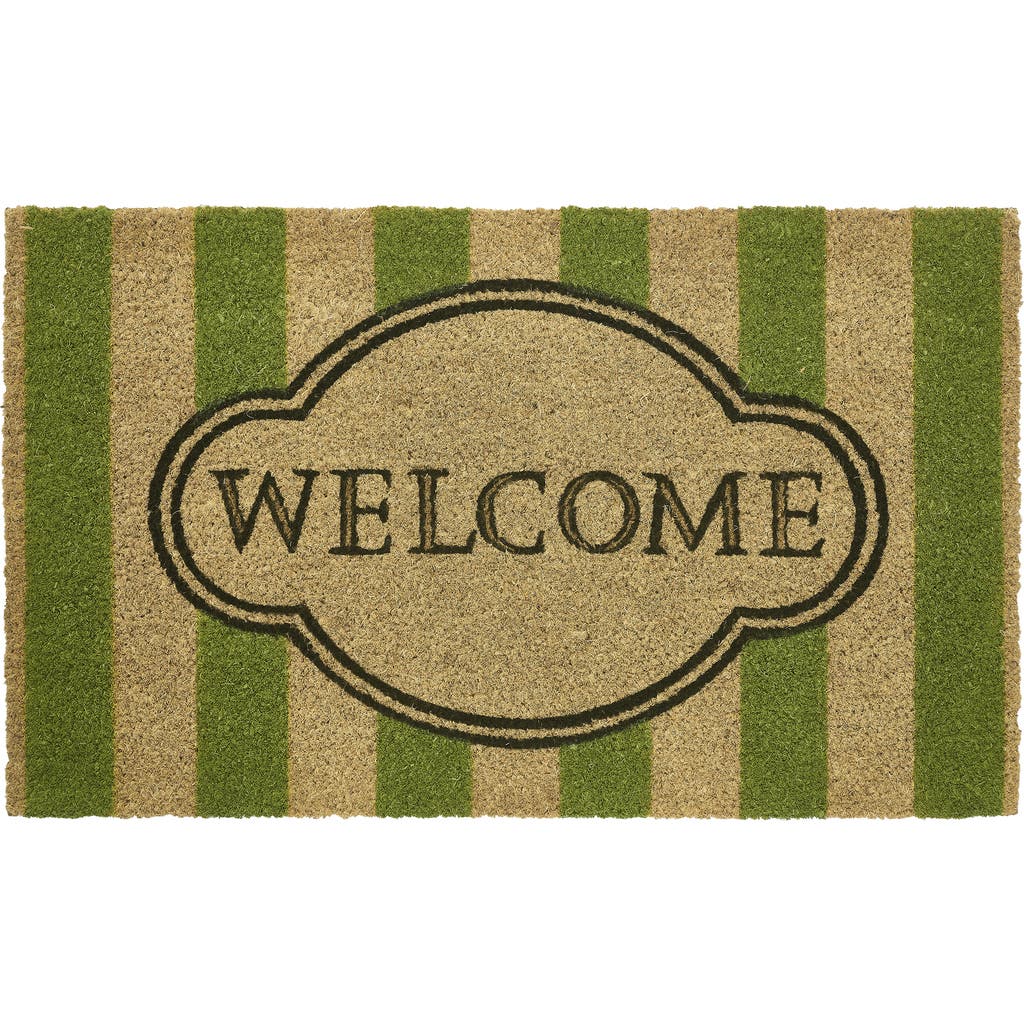 Vcny Home Welcome Stripe Coir Doormat In Green