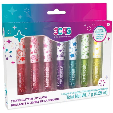 3C4G 7 Days Glitter Lip Gloss 7 Piece Wand Fruit Flavored Set