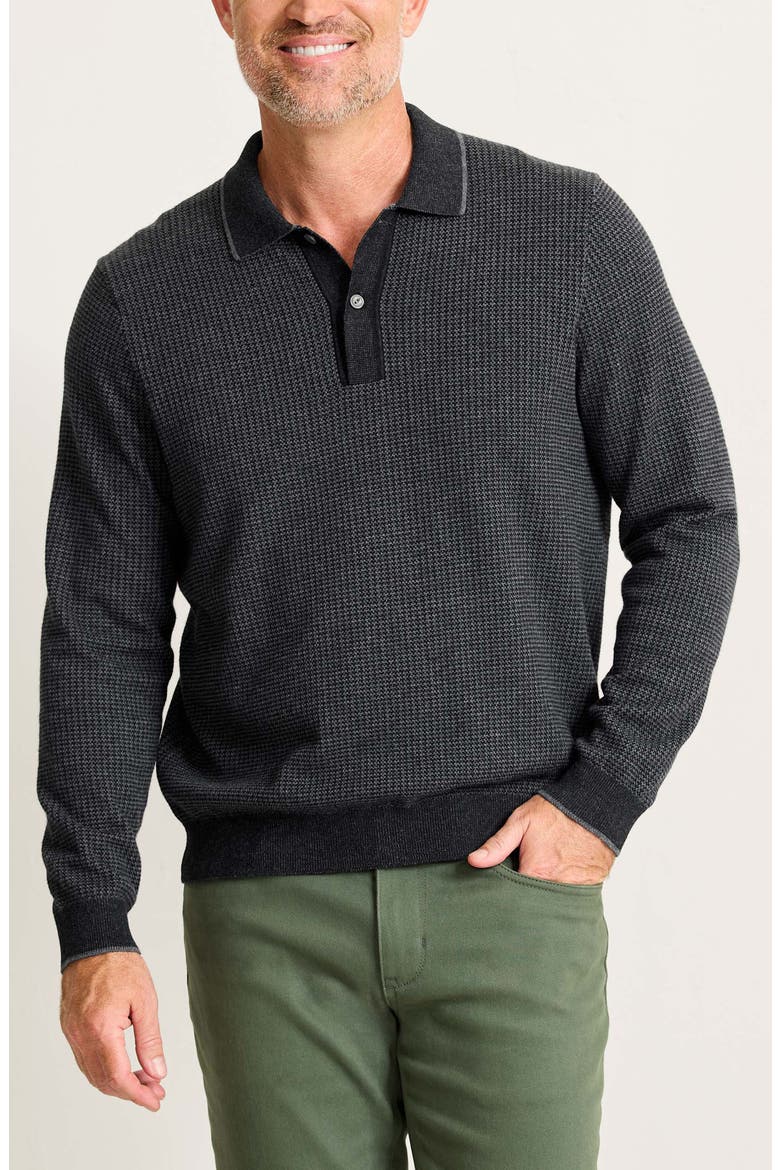 Coolside Texture Polo Sweater, Main, color, BLACK
