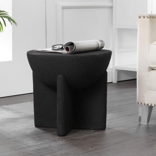 Jonathan Y Brady 16.25" Minimalist Modern Drum Accent Table, Black Frosted In Black Frosted