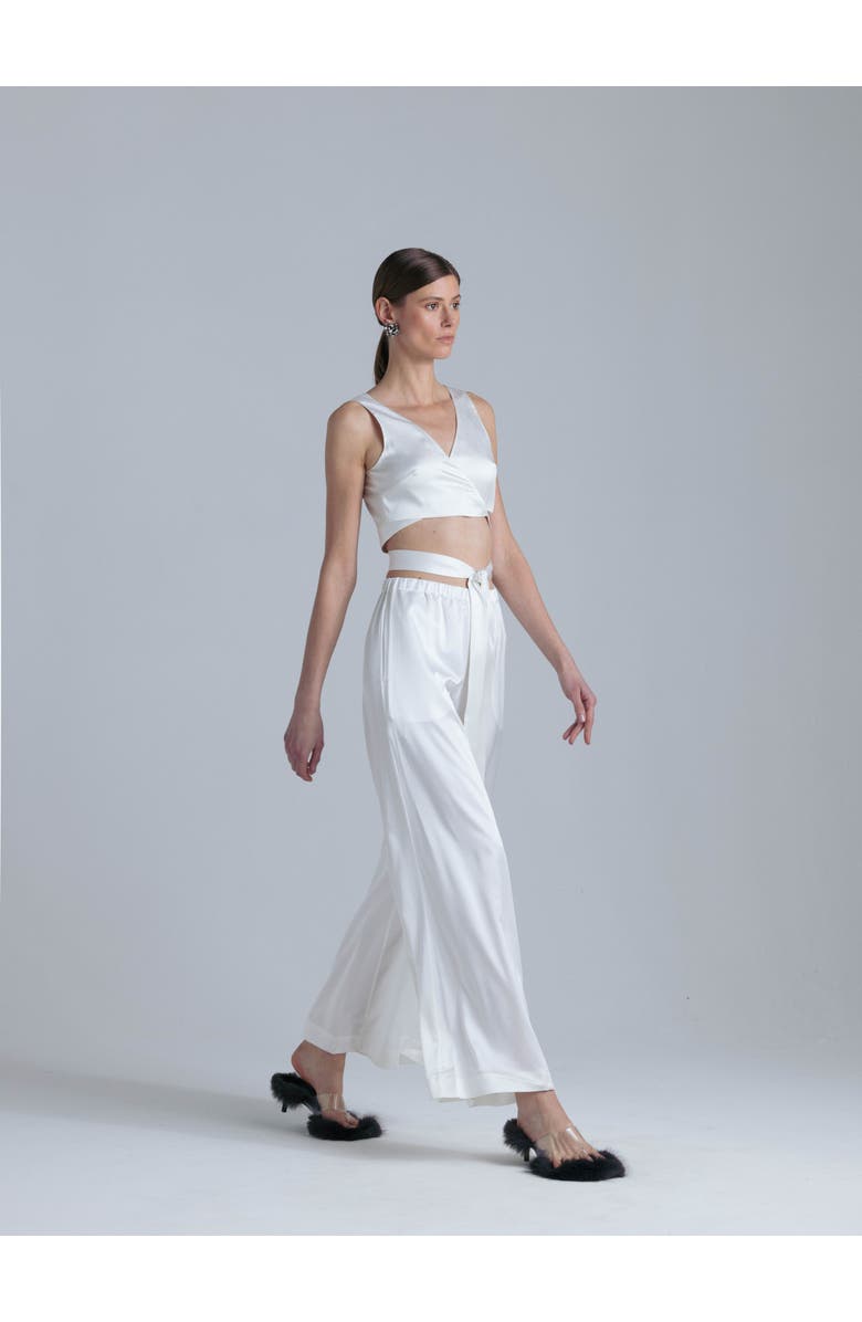 Alas Silk V-Neck Top, Alternate, color, Milk White