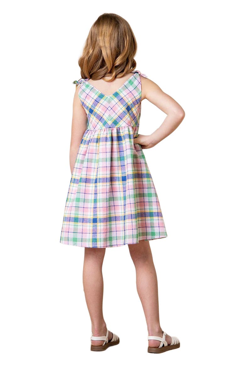 Girls' Sleeveless Bow Shoulder Swing Dress, Toddler, Alternate, color, Flower Show Plaid