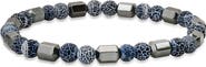 STEELTIME Agate and Hematite Beaded Stretch Bracelet