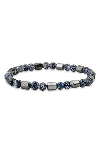 Agate and Hematite Beaded Stretch Bracelet