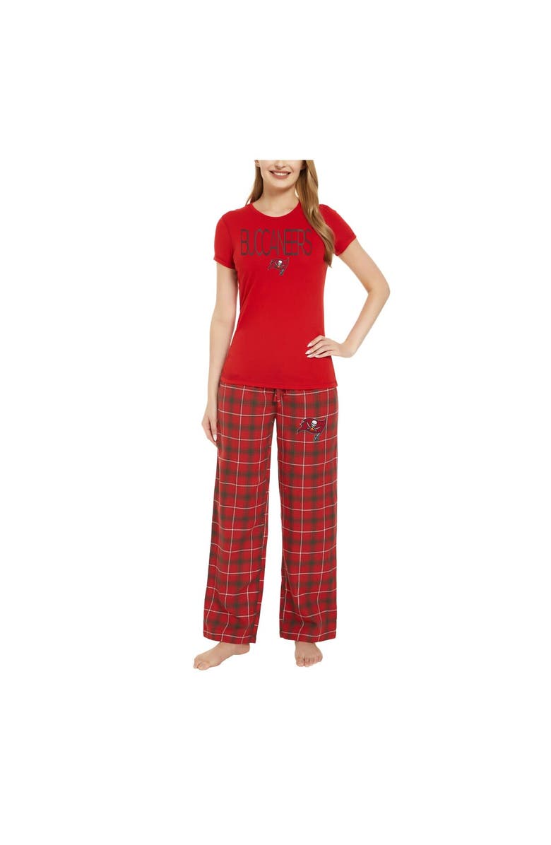 CONCEPTS SPORT Women's Concepts Sport Red/Pewter Tampa Bay Buccaneers Arctic T-Shirt & Flannel Pants Sleep Set, Main, color,