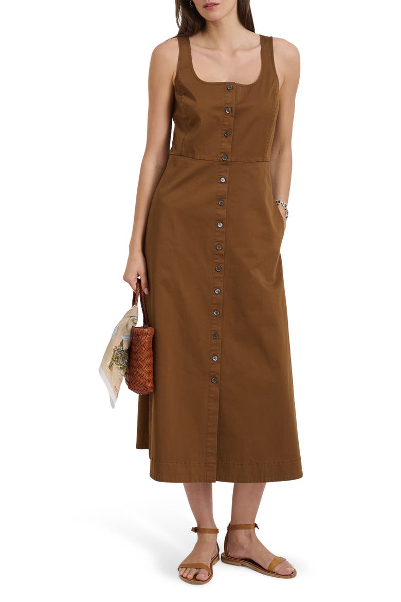 Piper Twill A-Line Dress, Main, color, COFFEE LIQUEUR