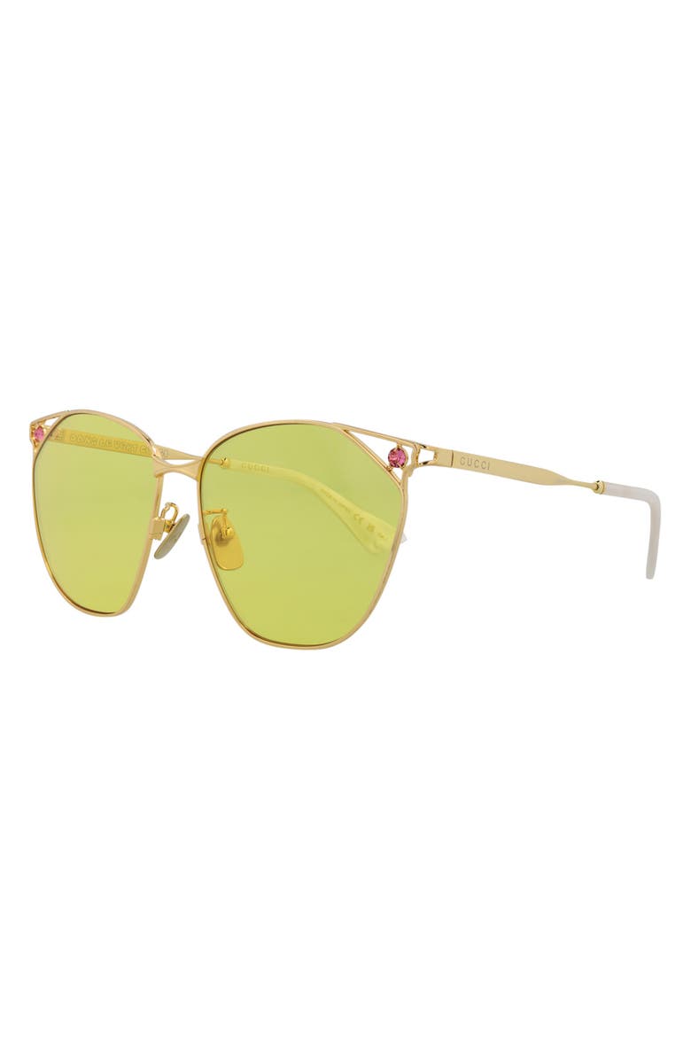 Gucci 62mm Novelty Round Sunglasses, Alternate, color, Gold Gold Yellow