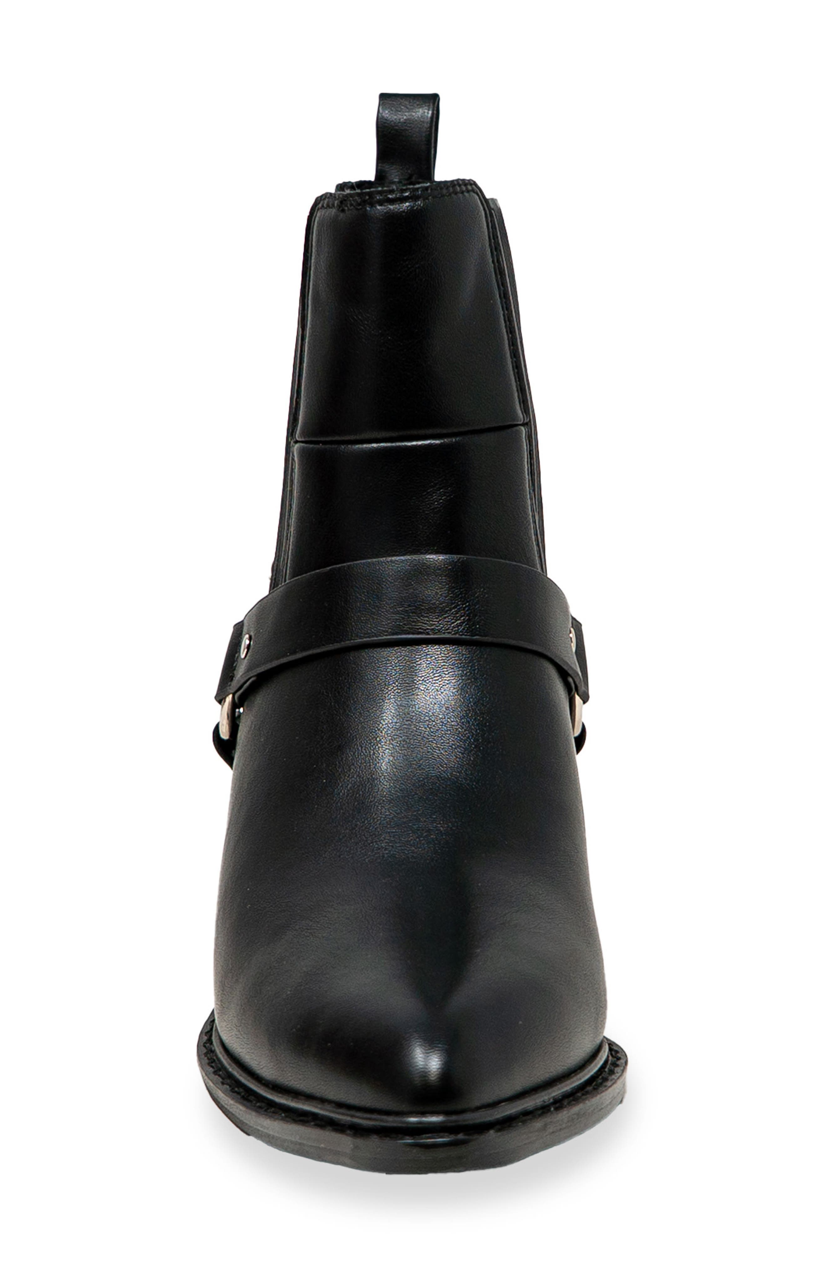 CHASE AND CHLOE Yareli Western Buckle Chelsea Boot, Alternate, color, Black Pu