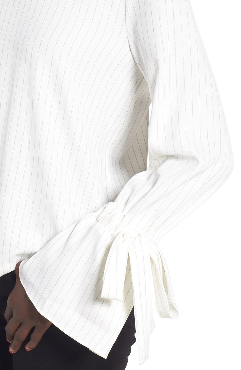 J.O.A. Pinstripe Tie Sleeve Top, Alternate, color, 