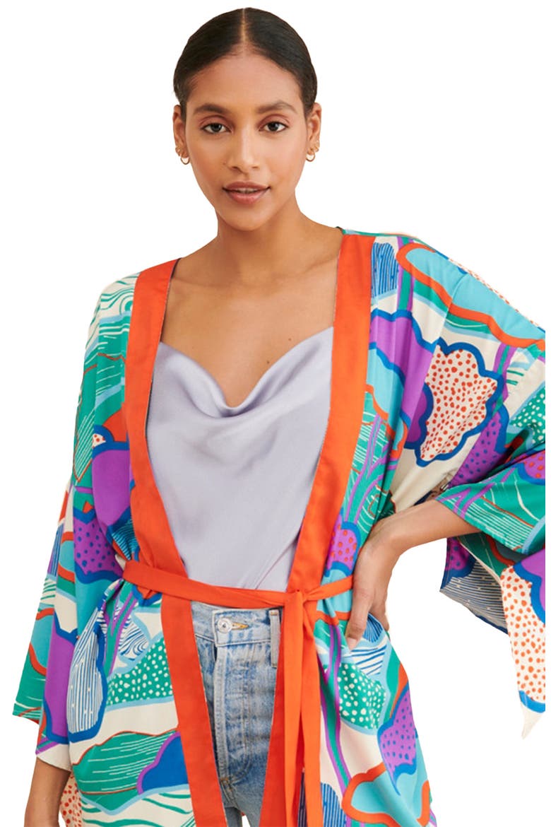 Blob Pattern Ruana, Alternate, color, ASSORTED COLOR