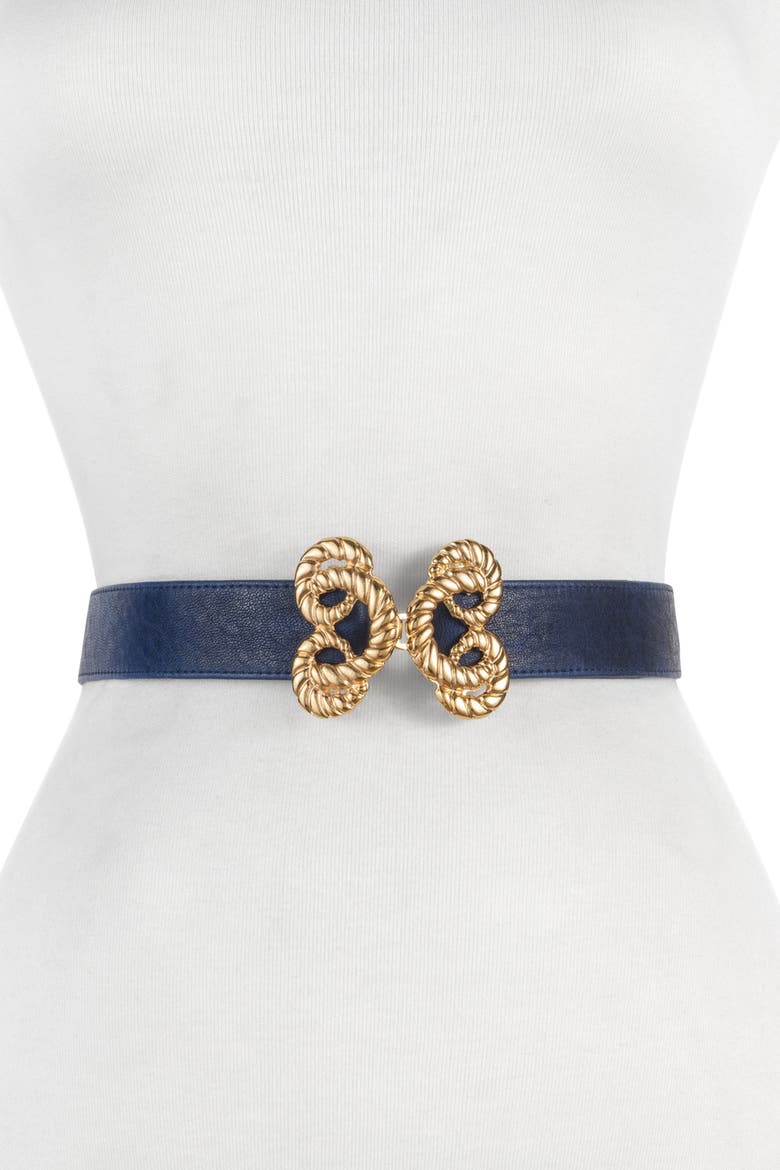 Allen Knot Buckle Belt, Main, color, NAVY