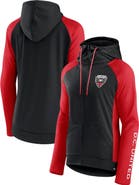 FANATICS Women's Fanatics Black/Red D.C. United Iconic Raglan Full-Zip Hoodie