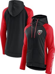 FANATICS Women's Fanatics Black/Red D.C. United Iconic Raglan Full-Zip Hoodie