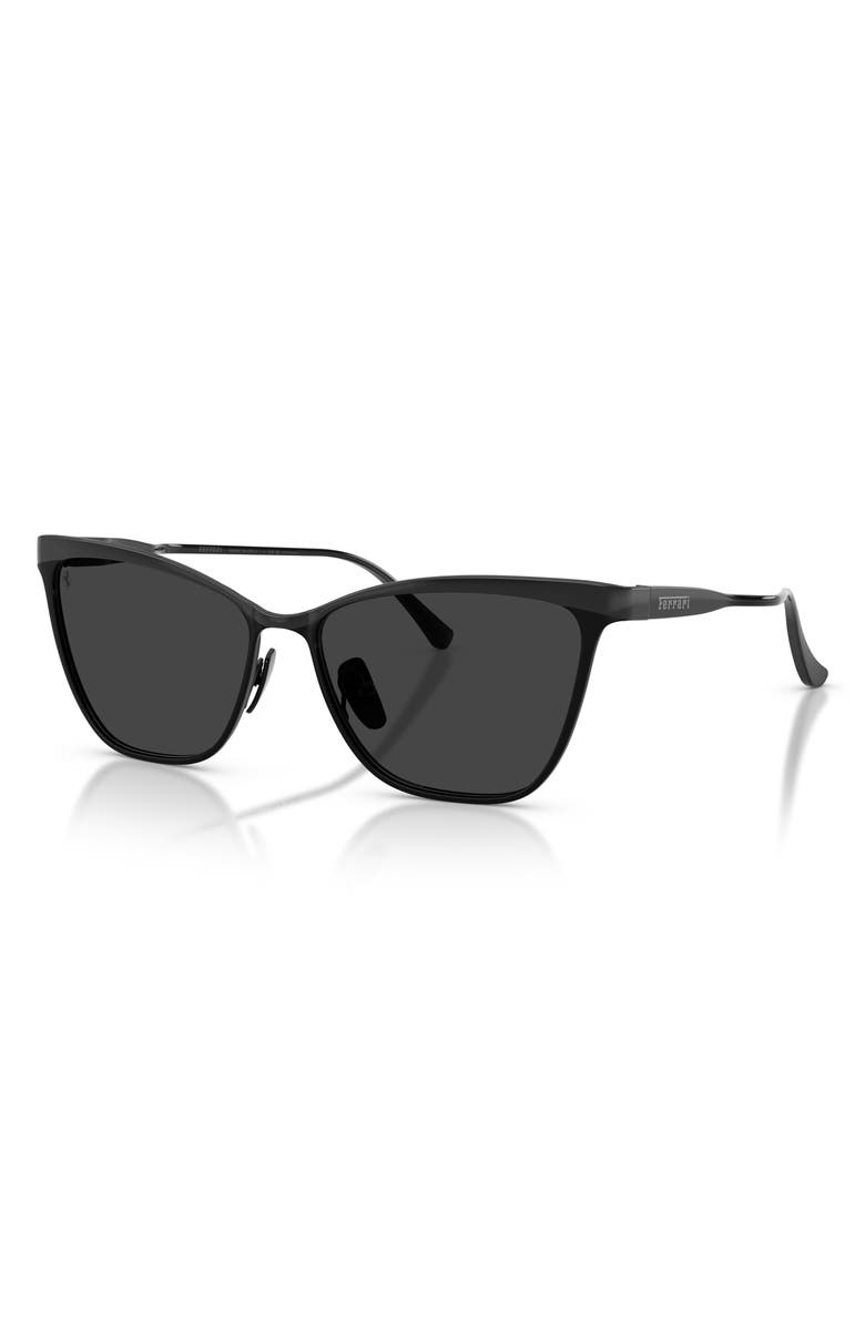 Ferrari 56mm Polarized Cat Eye Sunglasses, Alternate, color, Black Matte / Black Crystal