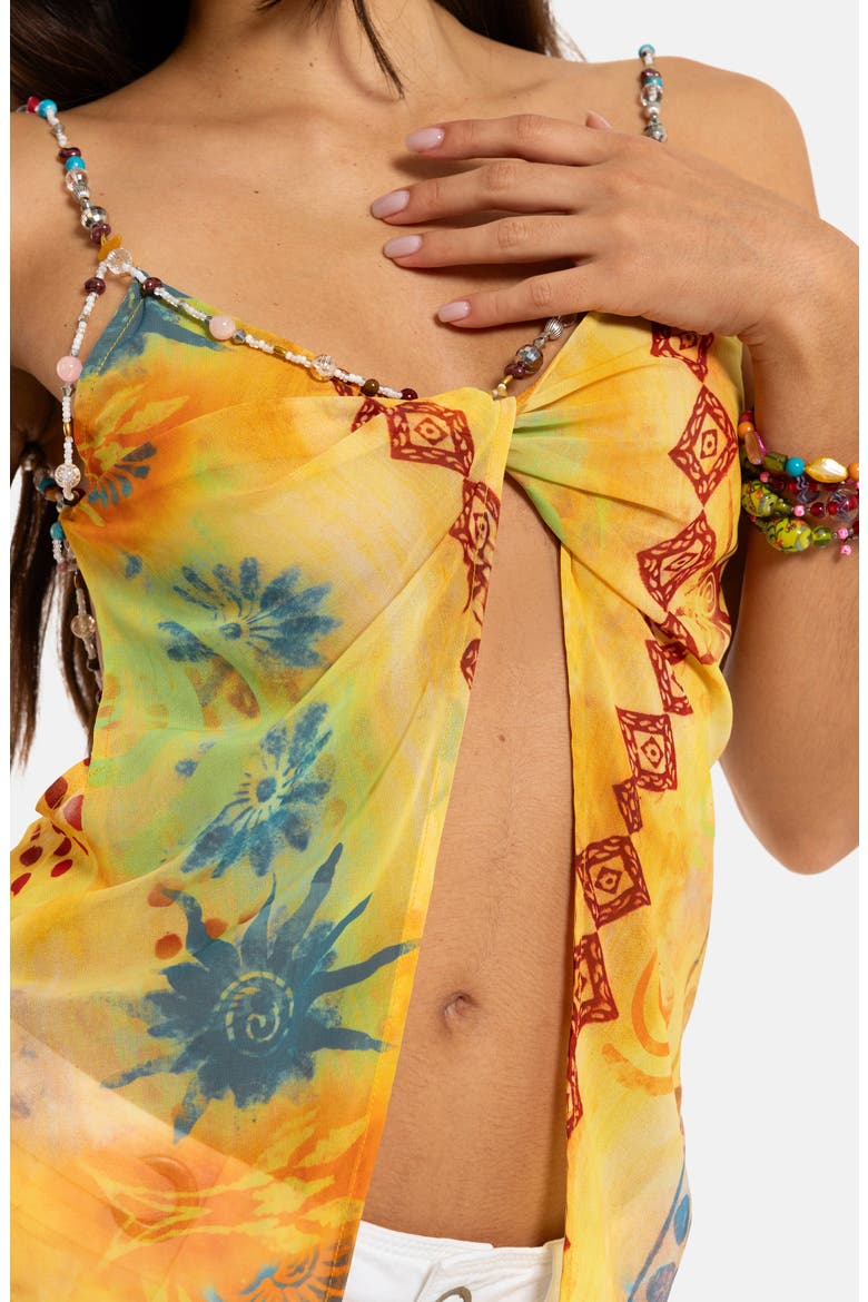 Beaded Strap Button Trim Top, Alternate, color, MULTI