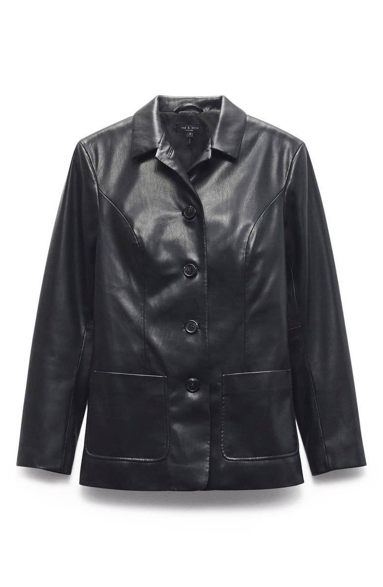 rag & bone Drew Faux Leather Blazer, Alternate, color, Black