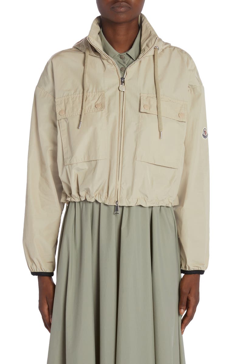 Moncler Leda Technical Poplin Crop Parka with Removable Hood, Main, color, 