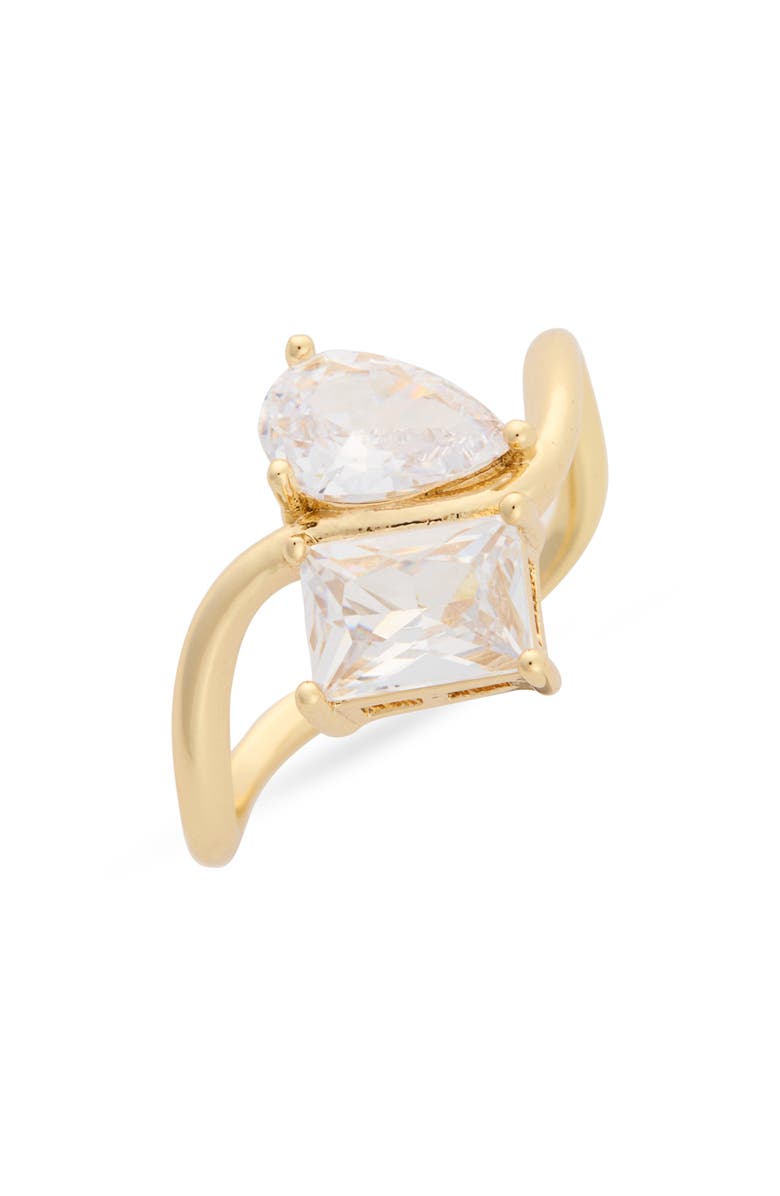 NORDSTROM RACK Cubic Zirconia Toi et Moi Wavy Band Ring, Main, color, Clear- Gold