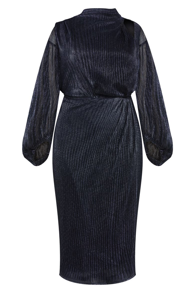 Jaylee Metallic Long Sleeve Sheath Dress, Alternate, color, MIDNIGHT