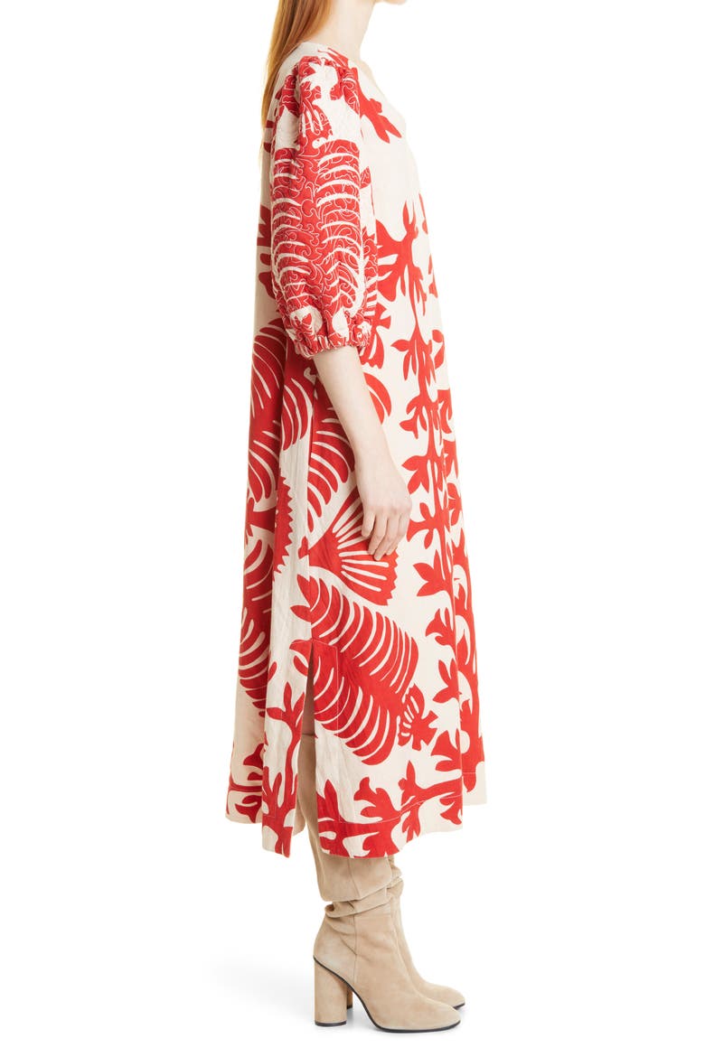 Sea Henrietta Puff Sleeve Dress, Alternate, color, RUBY