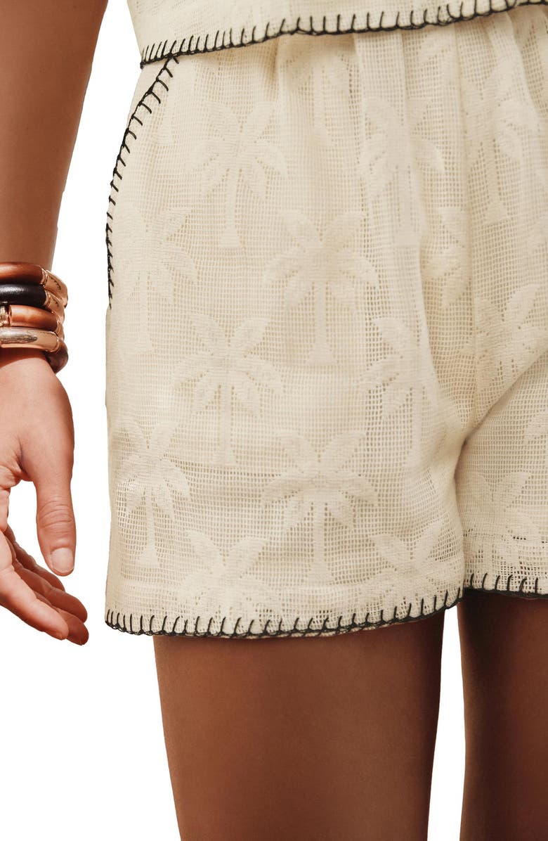 NEXT Palm Jacquard Open Knit Shorts, Alternate, color, Neutral