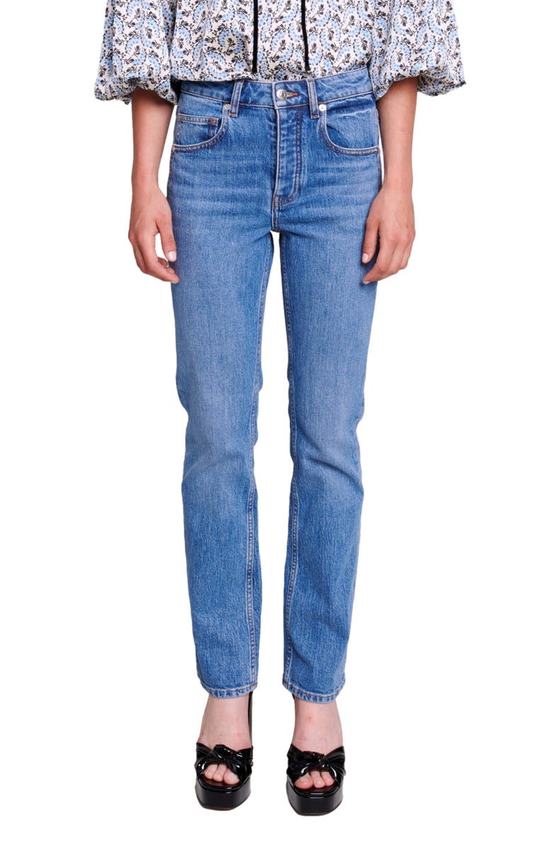 maje Penelope Straight Leg Jeans, Main, color, 