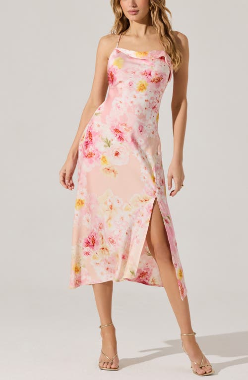 Astr The Label Cowl Neck Slipdress In Pink Multi Floral