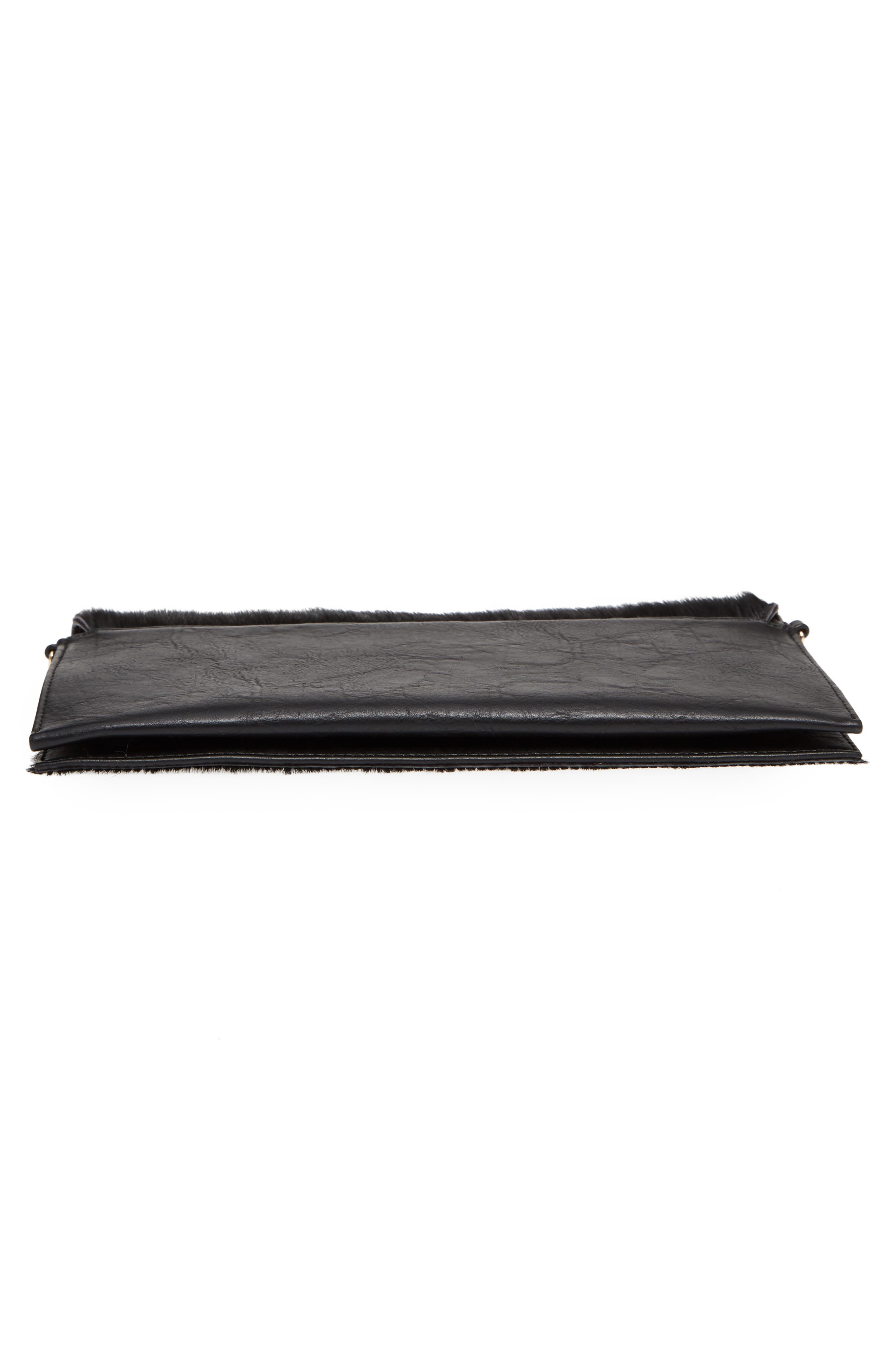 Tesso Genuine Calf Hair Clutch, Alternate, color, BLACK