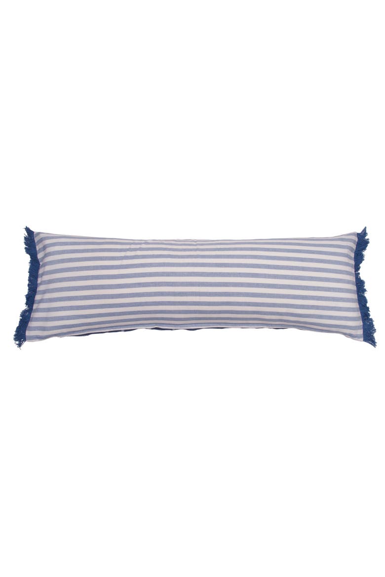 Calming Seas Starfish Fringed Striped Reversible Throw Pillow, 12" x 36", Alternate, color, Blue