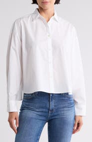 7 For All Mankind Cropped Cotton Button-Up Shirt