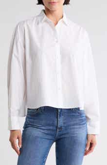 Cropped Cotton Button-Up Shirt