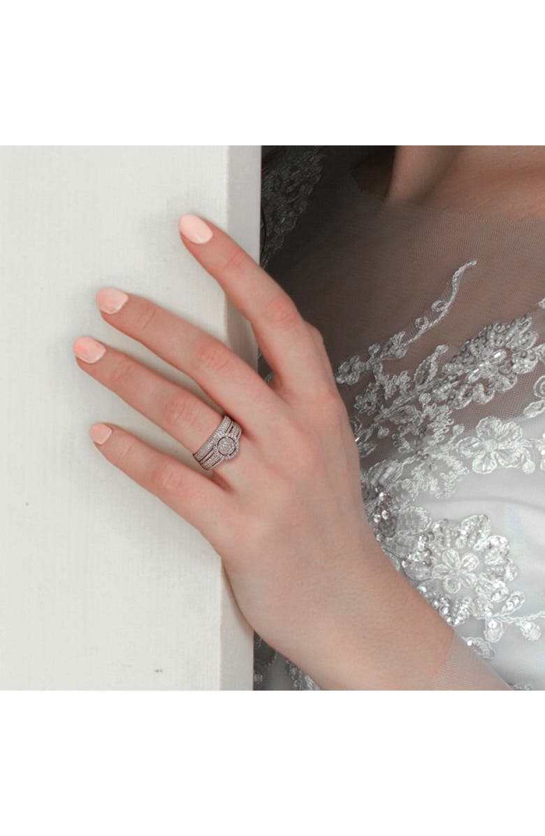 Julianna B. Diamond Cluster Bridal Ring Set, Alternate, color, Sterling Silver