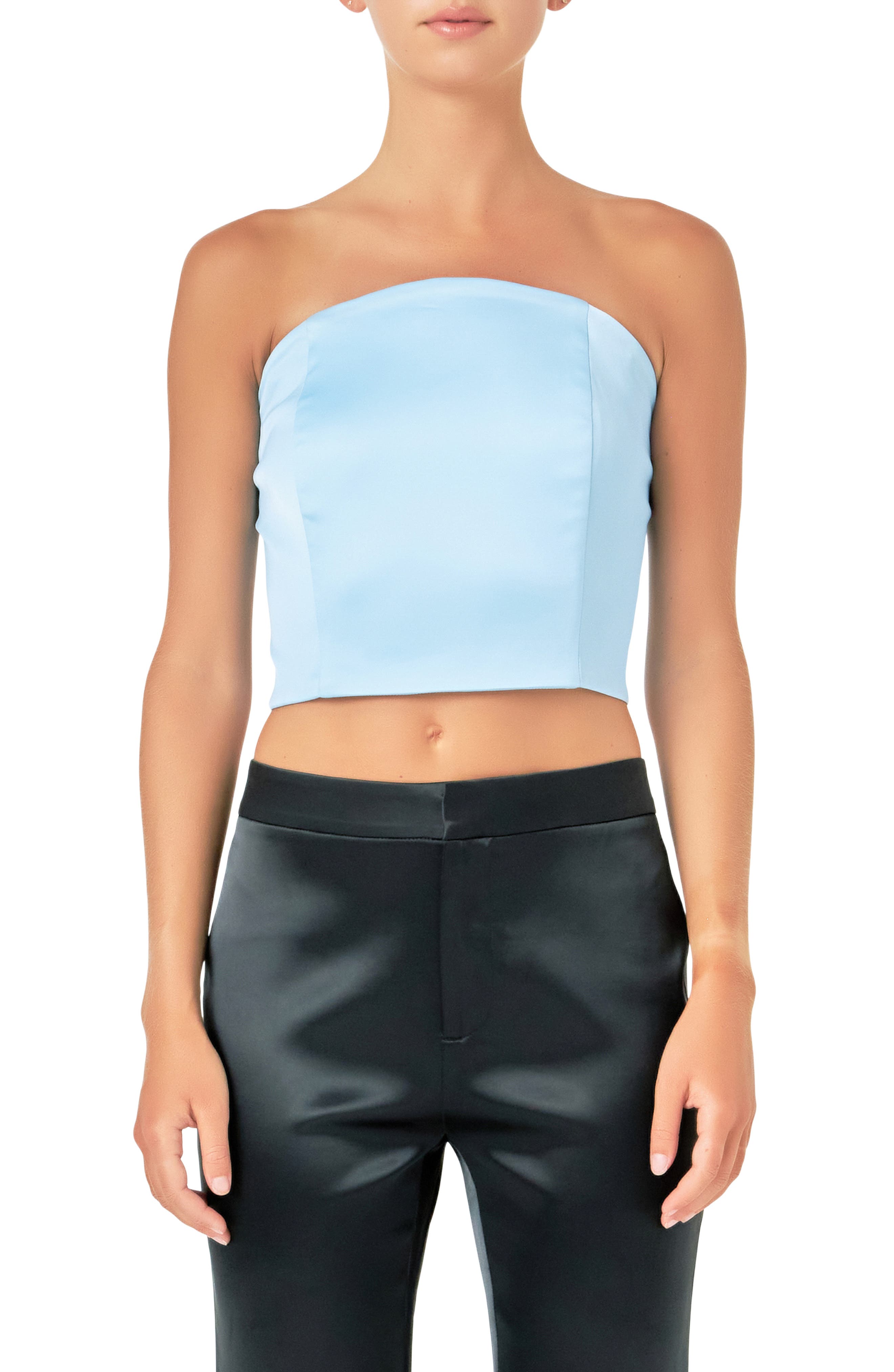 Strapless Satin Crop Top - image 5