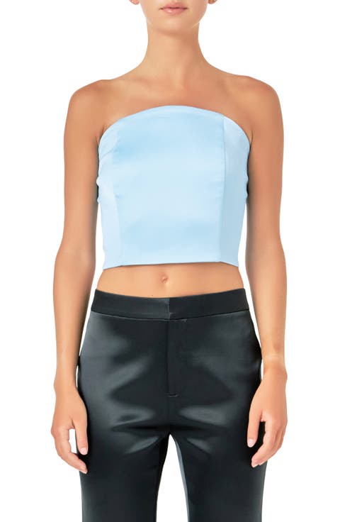 Strapless Satin Crop Top