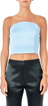 Endless Rose Strapless Satin Crop Top