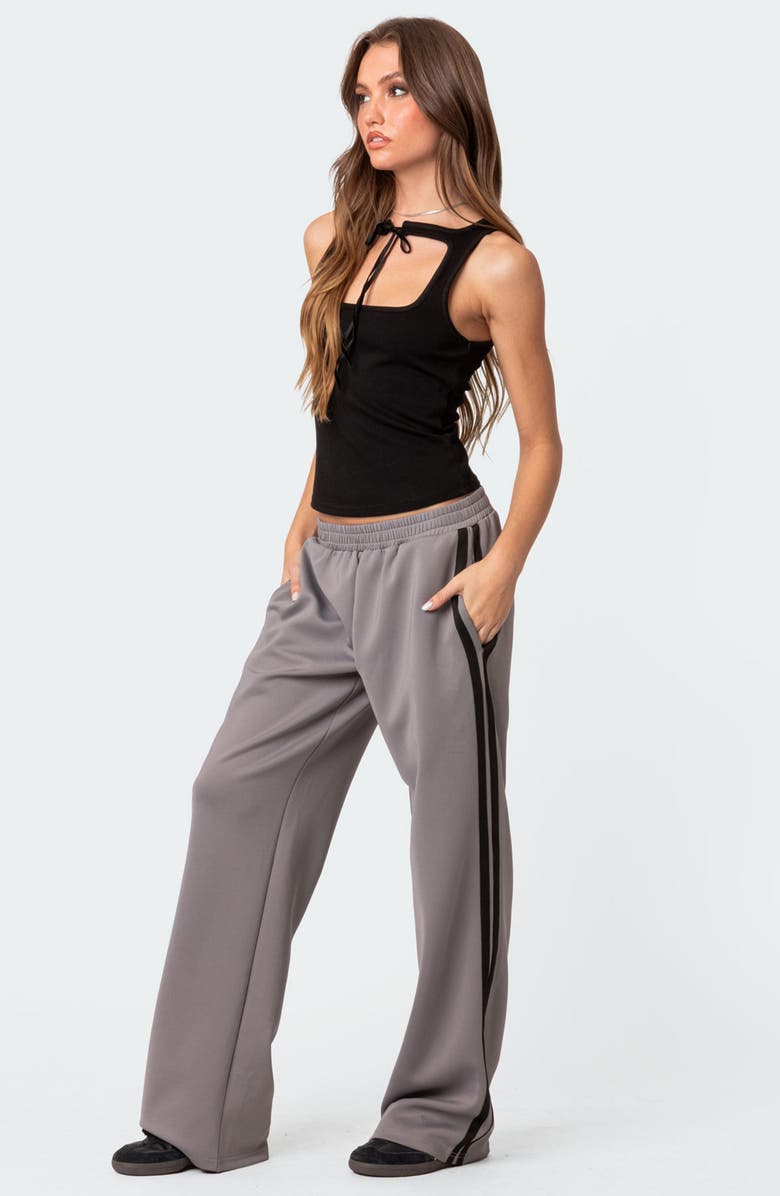 EDIKTED Robyn Side Stripe Track Pants, Alternate, color, Dark-Gray