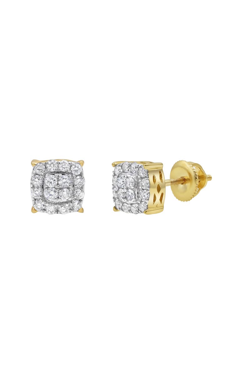 LuvMyJewelry Rounded Square 14K Yellow Gold Diamond Earrings - 0.31ct., Main, color, 14K Yellow Gold